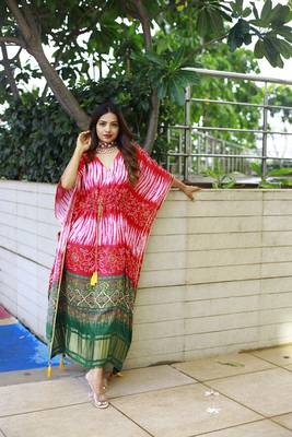Pink colour pure gaji silk kaftan  5