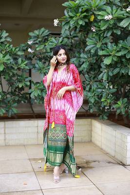 Pink colour pure gaji silk kaftan  6