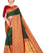 Green woven faux kanjivaram silk saree with blouse