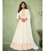 white embroidery georget semi stitch anarkali gowns