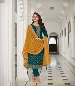 Blue embroidery georgette semi stitch churidar suits churidar salwar suits