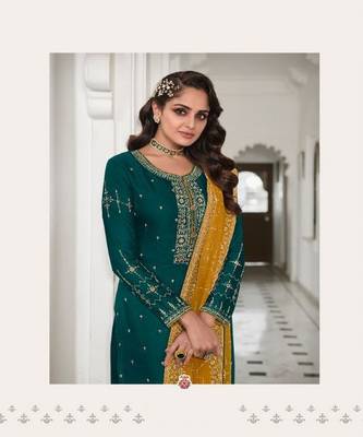 Blue embroidery georgette semi stitch churidar suits churidar salwar suits 2