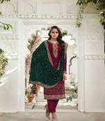 Magenta embroidery georgette semi stitch churidar suits churidar salwar suits