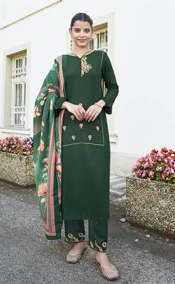 Dark-green embroidered rayon salwar 1
