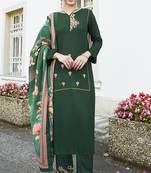 Dark-green embroidered rayon salwar