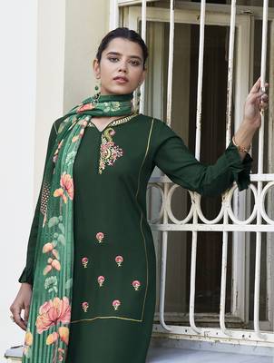 Dark-green embroidered rayon salwar 2