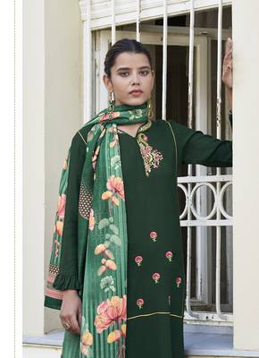 Dark-green embroidered rayon salwar 4