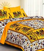 Jaipuri Sanganeri Prints Cotton Bed Sheet For Double Bed With Two Pillow Cover Size 90 x 100 Inch