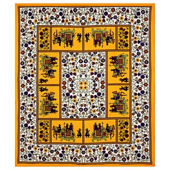 Jaipuri Sanganeri Prints Cotton Bed Sheet For Double Bed With Two Pillow Cover Size 90 x 100 Inch 2