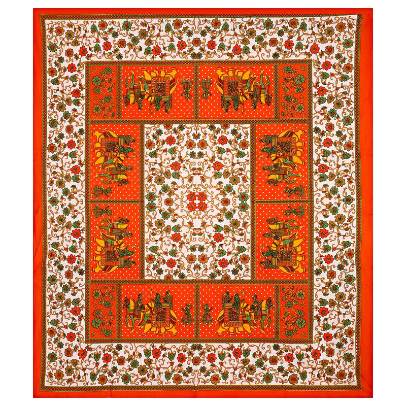 Jaipuri Sanganeri Prints Cotton Bed Sheet For Double Bed With Two