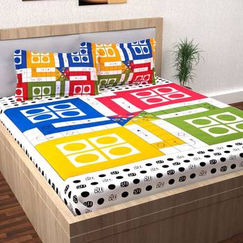 Jaipuri Sanganeri Prints Cotton Bed Sheet For Double Bed With Two Pillow Cover Size 90 x 100 Inch 1