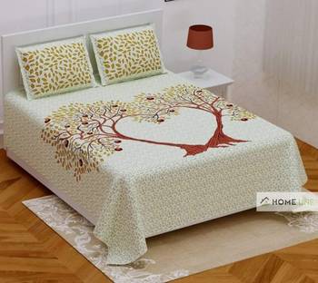 Jaipuri Sanganeri Prints Cotton Bed Sheet For Double Bed With Two Pillow Cover Size 90 x 100 Inch 1