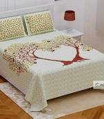 Jaipuri Sanganeri Prints Cotton Bed Sheet For Double Bed With Two Pillow Cover Size 90 x 100 Inch