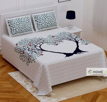 Jaipuri Sanganeri Prints Cotton Bed Sheet For Double Bed With Two Pillow Cover Size 90 x 100 Inch 1