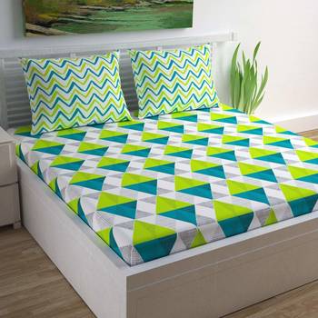 Jaipuri Sanganeri Prints Cotton Bed Sheet For Double Bed With Two Pillow Cover Size 90 x 100 Inch 1