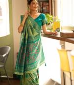 Blue woven patola saree with blouse