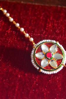 Kundan meenakari work maang-tikka or borla hair maangtikka accessory