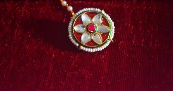 Kundan meenakari work maang-tikka or borla hair maangtikka accessory 2