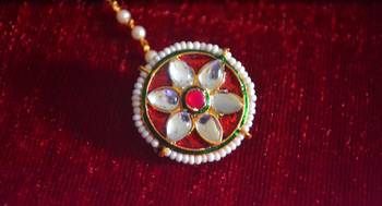 Kundan meenakari work maang-tikka or borla hair maangtikka accessory 3
