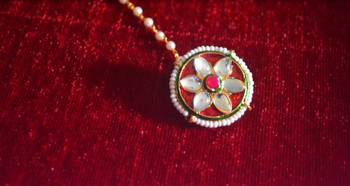 Kundan meenakari work maang-tikka or borla hair maangtikka accessory 5