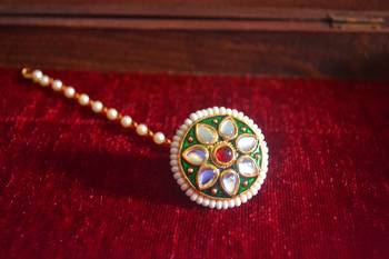  Kundan meenakari work maang-tikka or borla hair maangtikka accessory 2