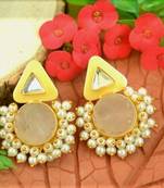 Semi Precious Stone Studs with Kundan work and Bunched Pearls