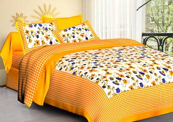 Jaipuri Sanganeri Prints Cotton Bed Sheet For Double Bed With Two Pillow Cover Size 90 x 100 Inch 1