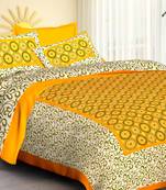 Jaipuri Sanganeri Prints Cotton Bed Sheet For Double Bed With Two Pillow Cover Size 90 x 100 Inch