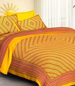 Jaipuri Sanganeri Prints Cotton Bed Sheet For Double Bed With Two Pillow Cover Size 90 x 100 Inch