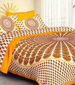 Jaipuri Sanganeri Prints Cotton Bed Sheet For Double Bed With Two Pillow Cover Size 90 x 100 Inch