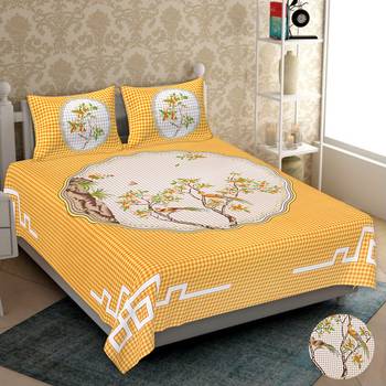 Jaipuri Sanganeri Prints Cotton Bed Sheet For Double Bed With Two Pillow Cover Size 90 x 100 Inch 1