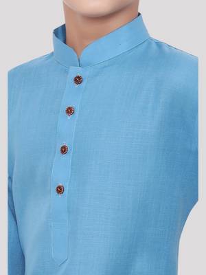HLOOM Blue plain cotton boys-kurta 2