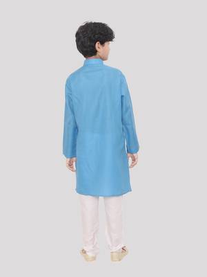HLOOM Blue plain cotton boys-kurta 3