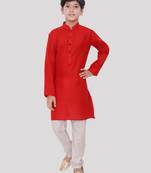 HLOOM Red plain cotton boys-kurta