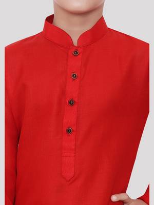 HLOOM Red plain cotton boys-kurta 2