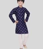 HLOOM Blue printed silk boys-kurta