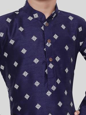 HLOOM Blue printed silk boys-kurta 2