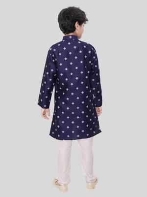HLOOM Blue printed silk boys-kurta 3