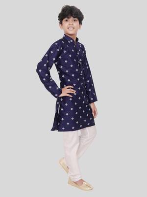 HLOOM Blue printed silk boys-kurta 5