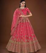Gajari Pink Embroidered Soft Net Bridal Lehenga With Blouse