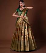Green Zari Woven Banarasi Silk Traditional Lehenga Choli