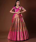 Rani Pink Zari Woven Banarasi Silk Traditional Lehenga Choli