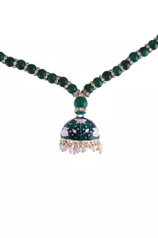 Designer Enamel Pearl Hanging Lumba Rakhi for Rakshabhandan 