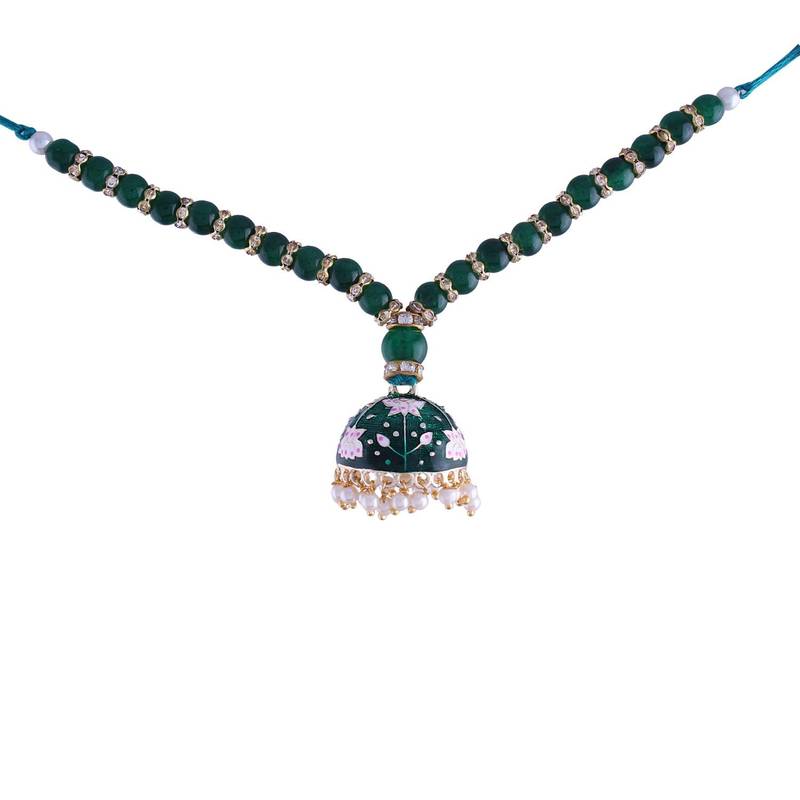 Designer Enamel Pearl Hanging Lumba Rakhi for Rakshabhandan 