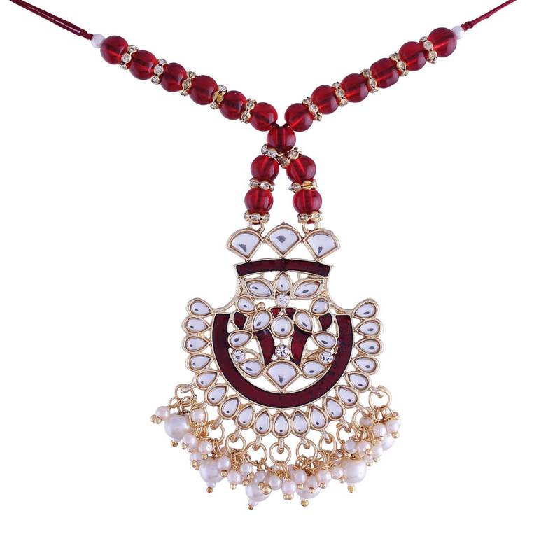 Designer Enamel Pearl Hanging Lumba Rakhi for Rakshabhandan 