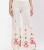 White Rayon Embriodered Stitched Palazzo