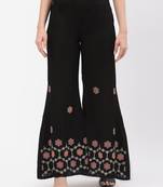 Black Rayon Embriodered Stitched Palazzo