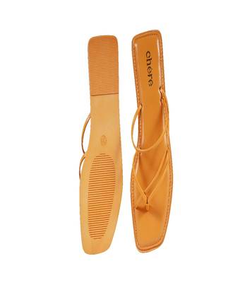 Women Yellow Uber Stylish Solid Strappy Open Toe Flats 3