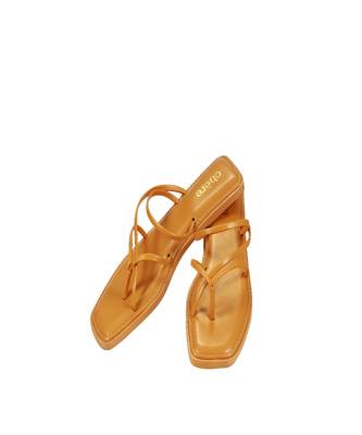 Women Yellow Uber Stylish Solid Strappy Open Toe Flats 1