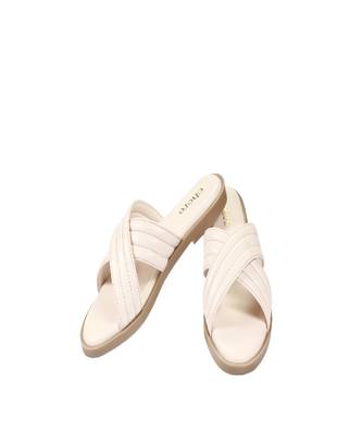 Women Beige Trendy Criss Cross Strap Flats 1